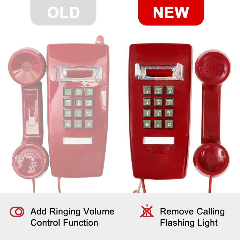 Aokpsrt Retro Wall Mount Phone with Loud Mechanical Ringer Vintage Wall Phones for landline with Volume Adjustable Old Fashioned Corded Landline Telephone for Home School Kitchen Office - Image 4